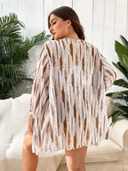 Conjunto Cintura Alta Estampado Tropical Com Saída Plus Size