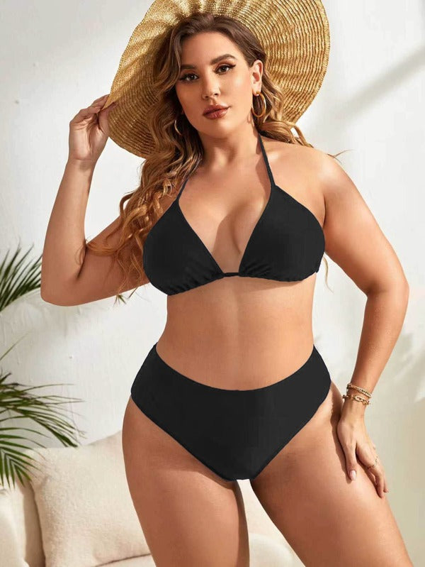 Biquíni Frente Única Cintura Alta Alta Cobertura Plus Size