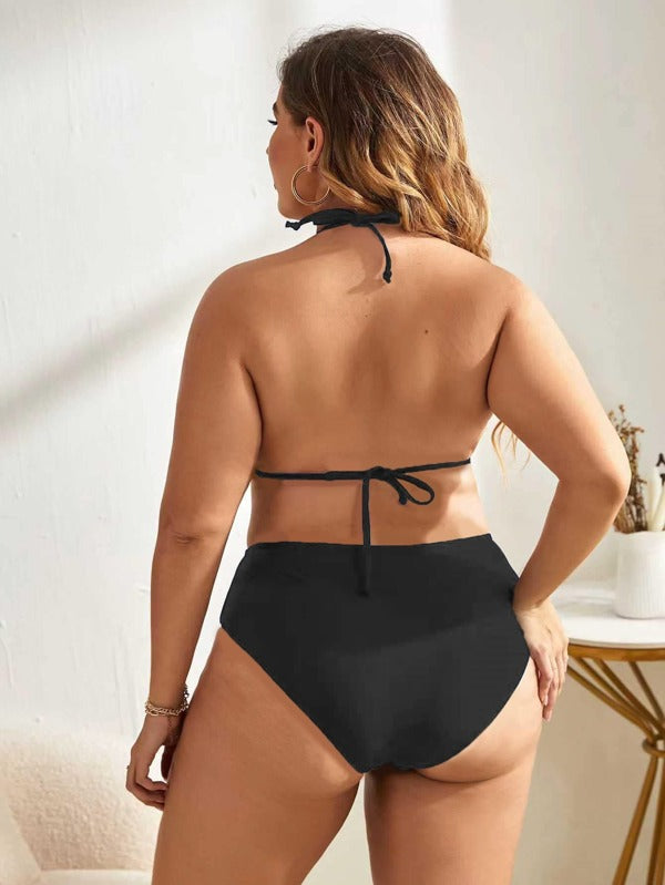 Biquíni Frente Única Cintura Alta Alta Cobertura Plus Size
