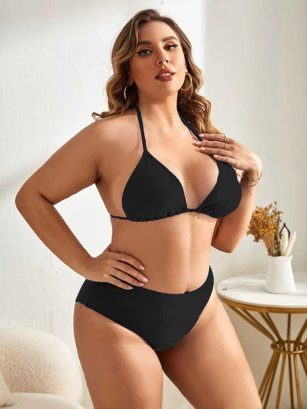 Biquíni Frente Única Cintura Alta Alta Cobertura Plus Size
