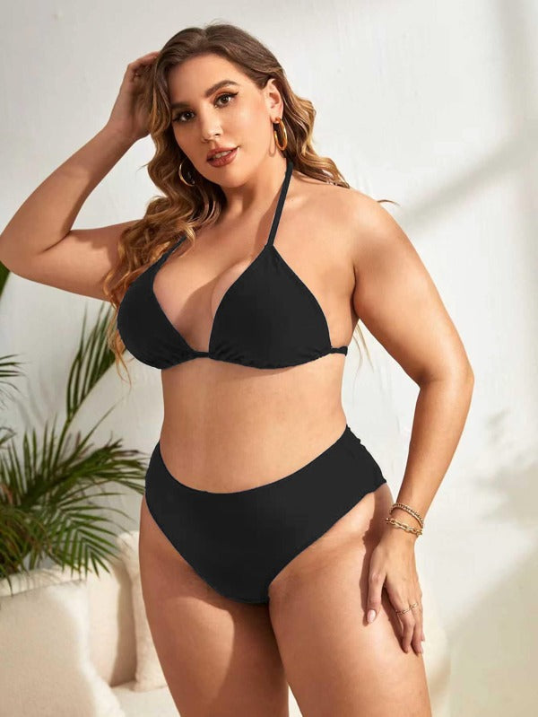 Biquíni Frente Única Cintura Alta Alta Cobertura Plus Size
