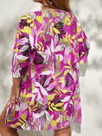 Conjunto Estampado Tropical Com Kimono E Aviamento Plus Size