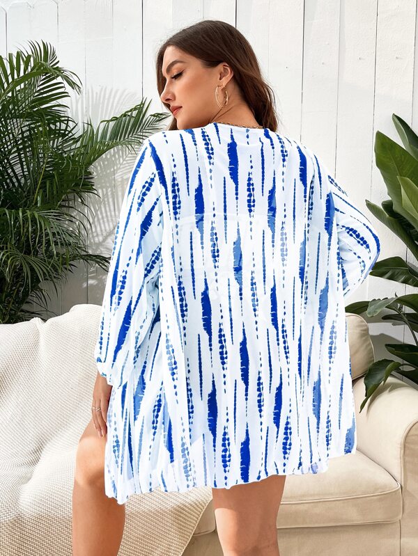Conjunto Cintura Alta Estampado Tropical Com Saída Plus Size