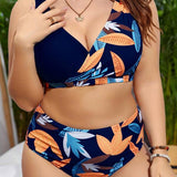 Biquíni Transpassado Cintura Alta Estampado Plus Size