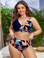 Biquíni Transpassado Cintura Alta Estampado Plus Size