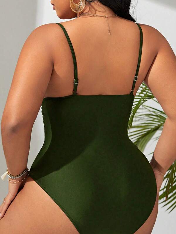 Maiô Regata Modelador Com Cordão Frontal Franzido Plus Size