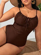 Maiô Regata Modelador Com Cordão Frontal Franzido Plus Size