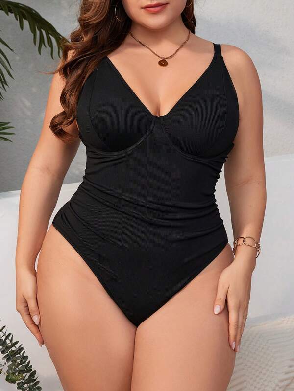 Maiô Meia Taça Modelador Texturizado Clássico Plus Size