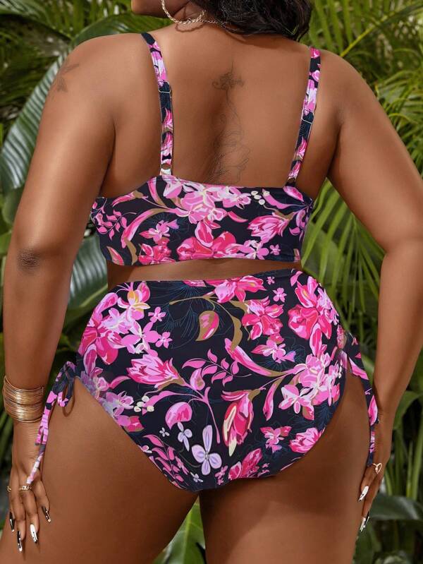 Biquíni Meia Taça Cintura Alta Estampado Resort Plus Size