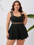 Maiô Regata Com Saia Transparência Modelador Plus Size