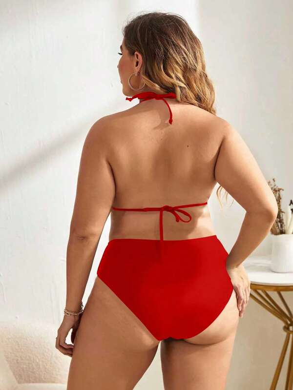Biquíni Frente Única Cintura Alta Alta Cobertura Plus Size