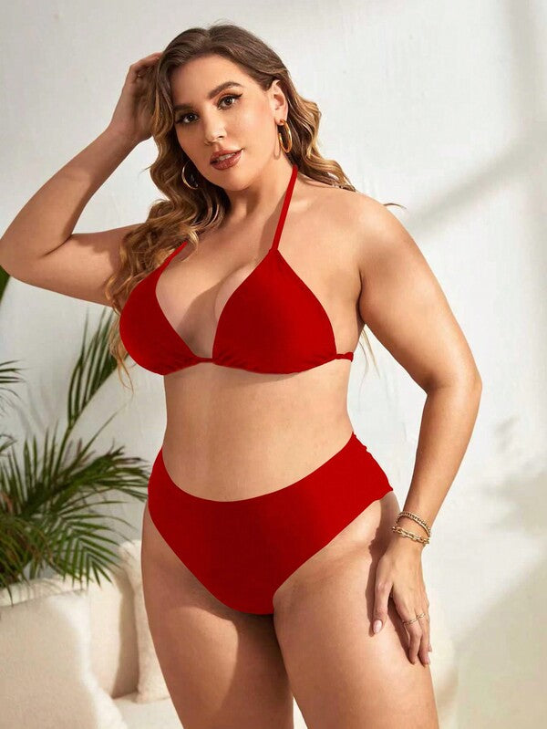Biquíni Frente Única Cintura Alta Alta Cobertura Plus Size