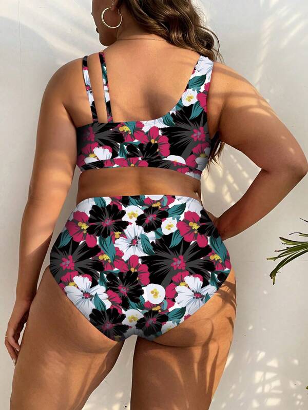 Biquíni Transpassado Cintura Alta Estampado Plus Size
