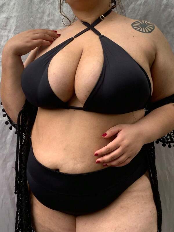 Biquíni Cortininha Cintura Alta Alta Cobertura Plus Size