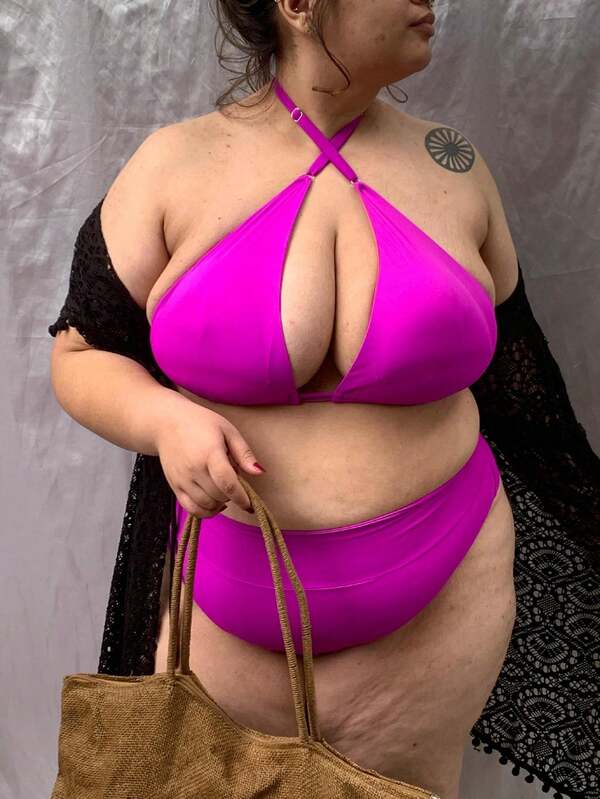 Biquíni Cortininha Cintura Alta Alta Cobertura Plus Size