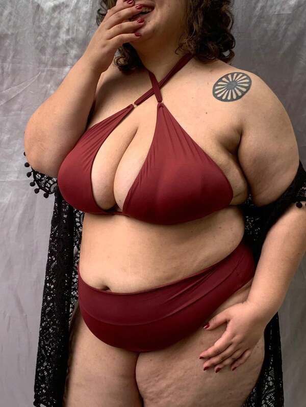 Biquíni Cortininha Cintura Alta Alta Cobertura Plus Size