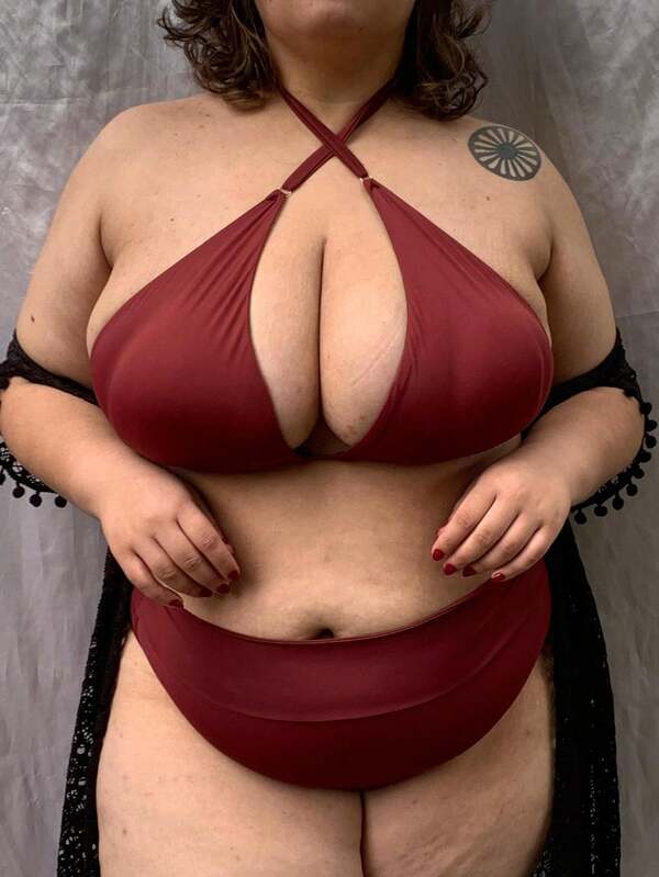 Biquíni Cortininha Cintura Alta Alta Cobertura Plus Size