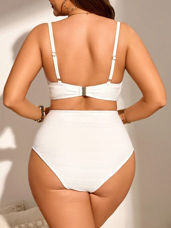 Biquíni Cintura Alta Drapeado Plus Size