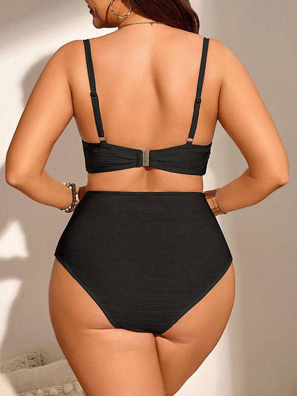 Biquíni Cintura Alta Drapeado Plus Size