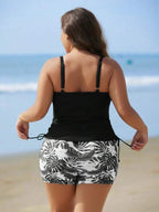 Tankini Decote V Transpassado Modelador Drapeado Plus Size