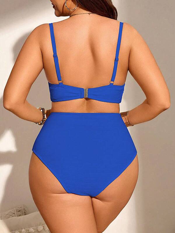 Biquíni Cintura Alta Drapeado Plus Size