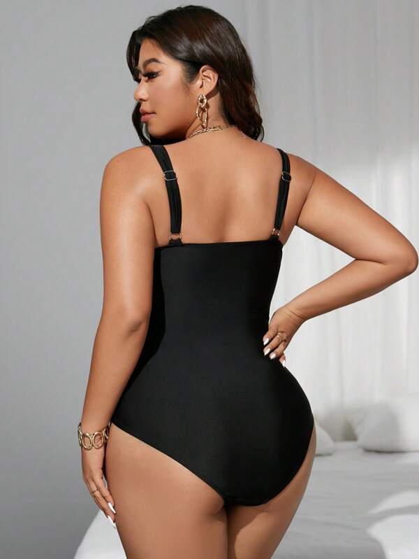 Maiô Transpassado Transparência Modelador Clássico Plus Size