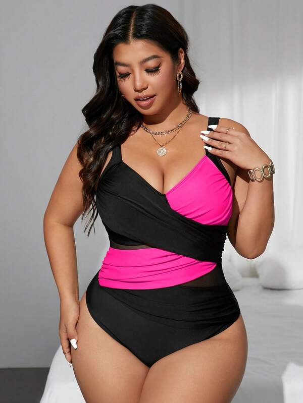 Maiô Transpassado Transparência Modelador Clássico Plus Size