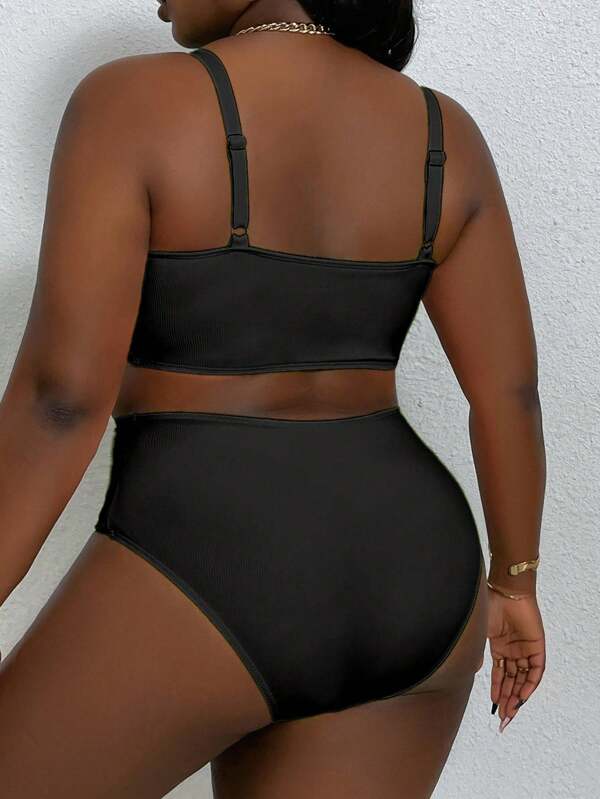 Biquíni Cintura Alta Sustentação Franzido Texturizado Plus Size