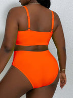 Biquíni Cintura Alta Sustentação Franzido Texturizado Plus Size