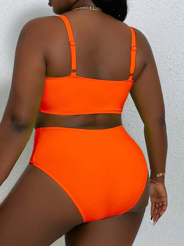 Biquíni Cintura Alta Sustentação Franzido Texturizado Plus Size