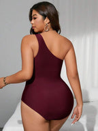 Maiô Ombro Único Com Argola Estilo Minimalista Plus Size
