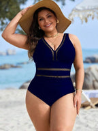 Maiô Decote V Transparência Modelador Clássico Plus Size