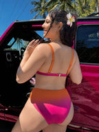 Biquíni Triângulo Cintura Alta Degradê Minimalista Plus Size