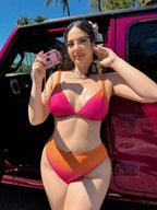 Biquíni Triângulo Cintura Alta Degradê Minimalista Plus Size