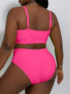 Biquíni Cintura Alta Sustentação Franzido Texturizado Plus Size