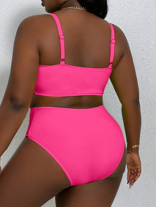 Biquíni Cintura Alta Sustentação Franzido Texturizado Plus Size