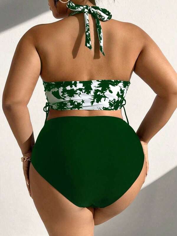 Biquíni Frente Única Cintura Alta Estampado m Cima Plus Size