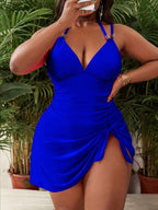 Maiô Frente Única Com Saia E Aviamento Modelador Plus Size