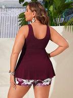Tankini Decote V Canelado Com Amarração Alongado Plus Size