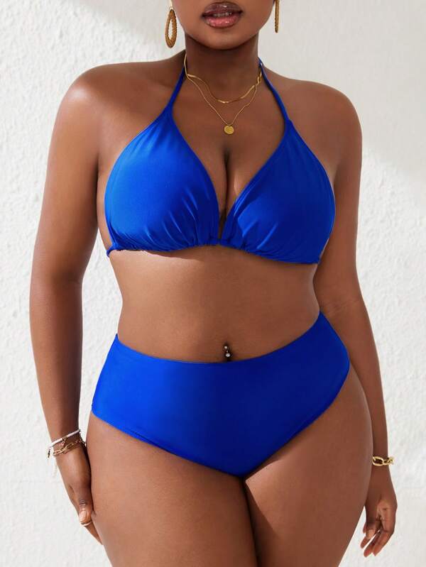 Biquíni Frente Única Cintura Alta Alta Cobertura Plus Size