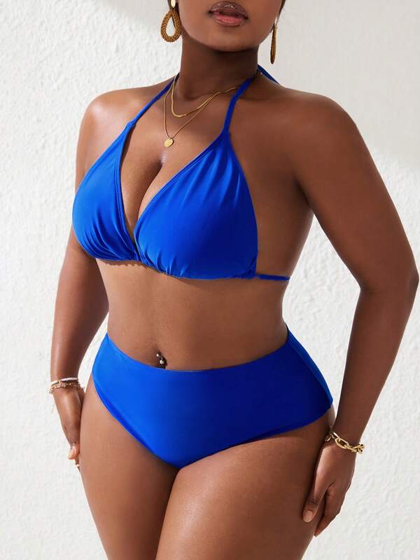Biquíni Frente Única Cintura Alta Alta Cobertura Plus Size