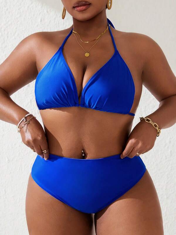 Biquíni Frente Única Cintura Alta Alta Cobertura Plus Size