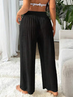 Saída De Praia Calça Pantalona Texturizada Resort Plus Size
