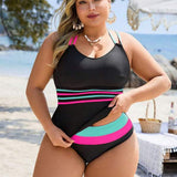 Tankini Decote Redondo Alças Duplas Esportivo Plus Size