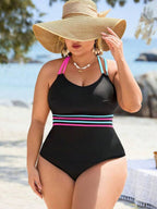 Tankini Decote Redondo Alças Duplas Esportivo Plus Size