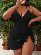 Maiô Frente Única Com Saia E Aviamento Modelador Plus Size