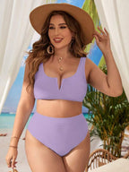 Biquíni Cintura Alta Com Recorte Texturizado Plus Size