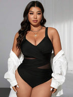 Maiô Transpassado Transparência Modelador Clássico Plus Size