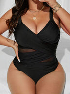 Maiô Transpassado Transparência Modelador Clássico Plus Size