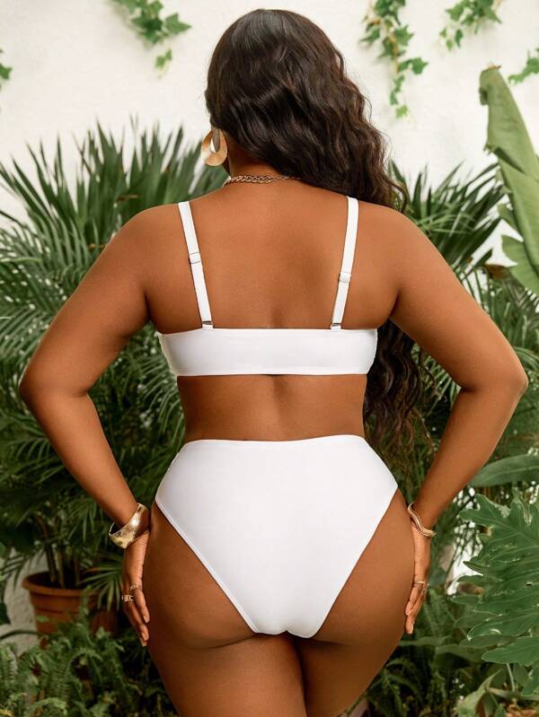 Biquíni Bandeau Cintura Alta Franzido Com Aviamento Plus Size
